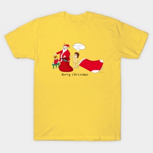 Merry Christmas Santa Claus with a cute little girl T-Shirt